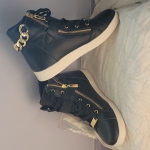 Bebe Sport Kandee High-Tops Size 7.5 Black & Gold